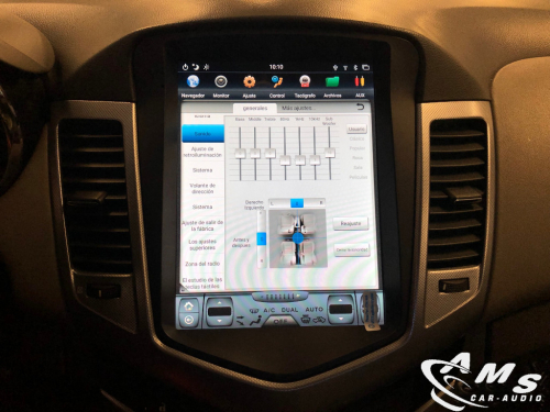 Chevrolet Cruze 2010 Pantalla 10,4" tipo Tesla, Android/carplay, usb, wifi, cámara, gps